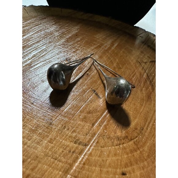 Vtg Sterling Silver Teardrop Long Dangle Drop Earrings Modernist Mid Mod Read - Picture 3 of 16